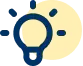 A blue and yellow logo with a light bulb in the middle.